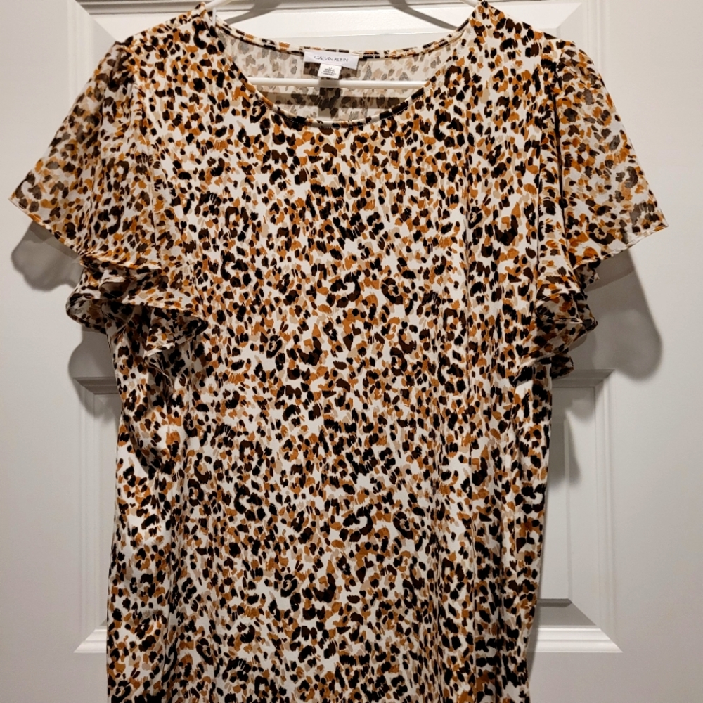Calvin Klein, Medium, Leopard Print Top, Women